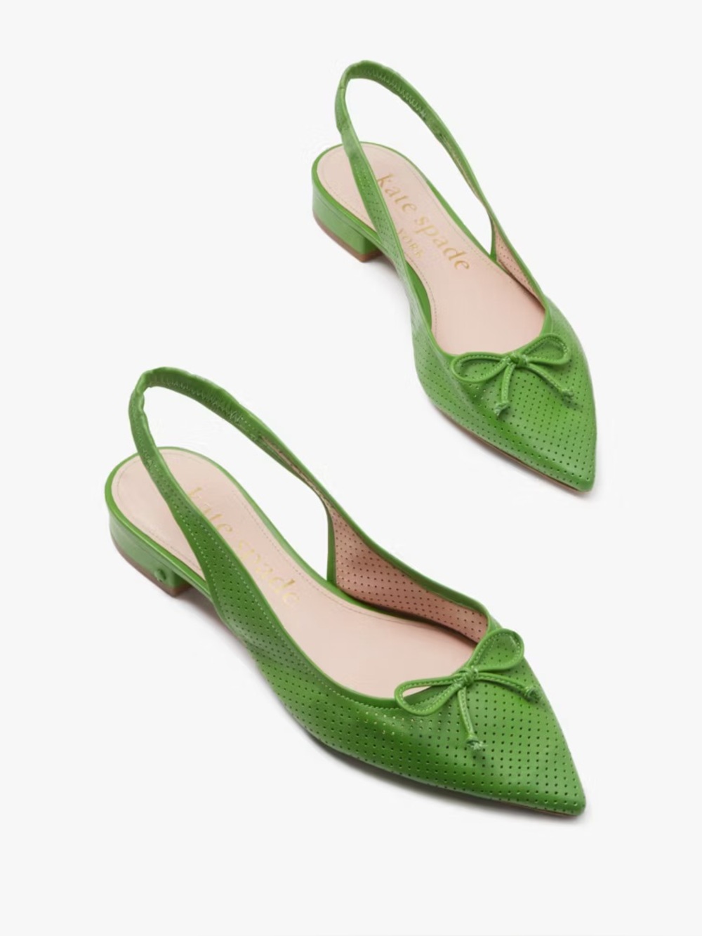 Kate Spade Bright Green Veronica Pointed Slingback Flats *Minor Flaws*